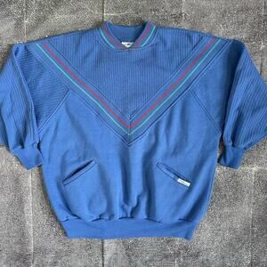 Men's Vintage 80's Chego Sweats Blue Red Green Crewneck Pullover Sweatshirt Sz S